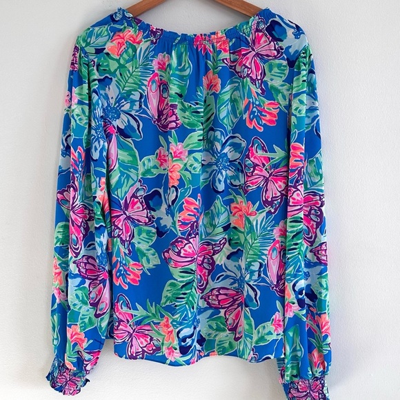 Lily Pulitzer Luce top in Isle Back Back butterfly and floral NWT size Large - Picture 5 of 8